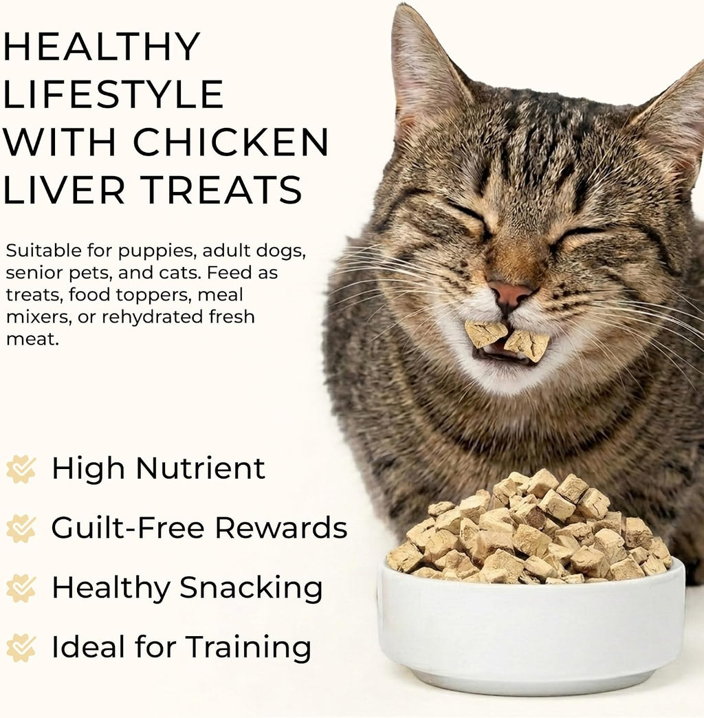 BLACK FOX Freeze-Dried Chicken Liver Dog Treats & Cat Treats | 270 Treats, 4oz | Single Ingredient, Raw, Grain-Free, High Protein Training Treats for Dogs and Cats | All Life Stages