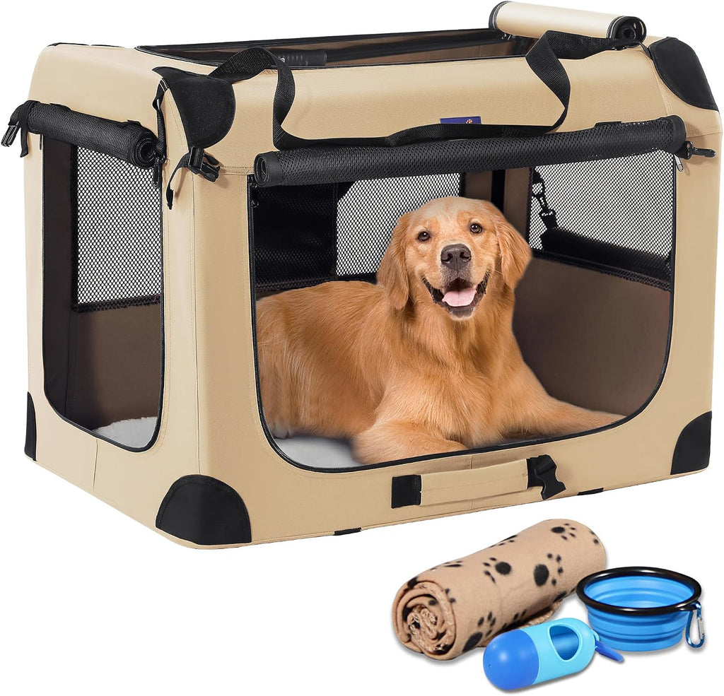 Petprsco Collapsible Dog Crate, 40 inch Portable Dog Crates for Large Dogs