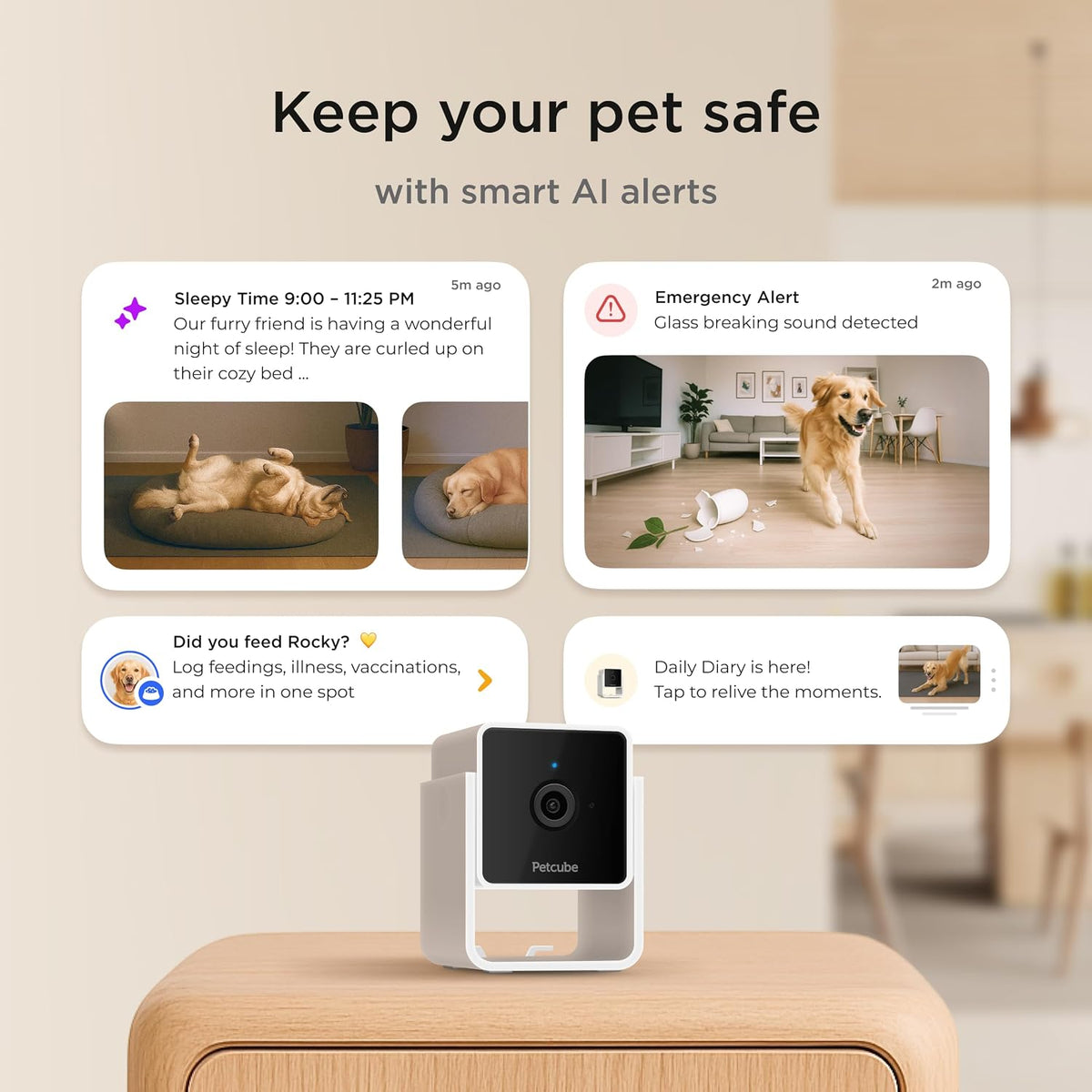 Petcube Cam and Care Coverage [Subscription Required] – Wi-Fi Pet Camera
