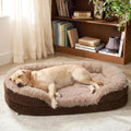 INVENHO Fluffy Orthopedic Dog Beds Large Sized Dog, Jumbo Egg-Crate Foam Bolster Sofa Bed with Washable Removable Waterproof Cover, Fluffy Plush Faux Fur Dog Bed with Non-Skid Bottom