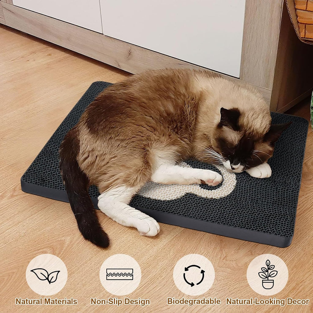 Ownpets Wall Cat Scratcher, Cute Vertical Cat Scratching Board, Wall Mounted Cat Scratch Pad for Wall, Glass, Wood, and Tile, Furniture Protector, Black