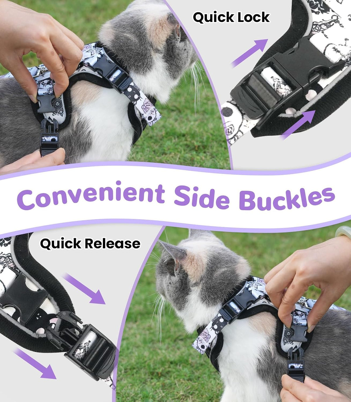 Halypet Cat Harness and Leash Set, Escape Proof Adjustable Harness