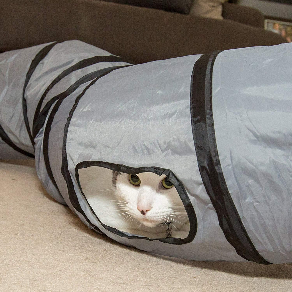 PetLike S Way Cat Tunnel Collapsible Pop-up Pet Tube Hideaway Play Toy with Ball (S-Way, Blue)