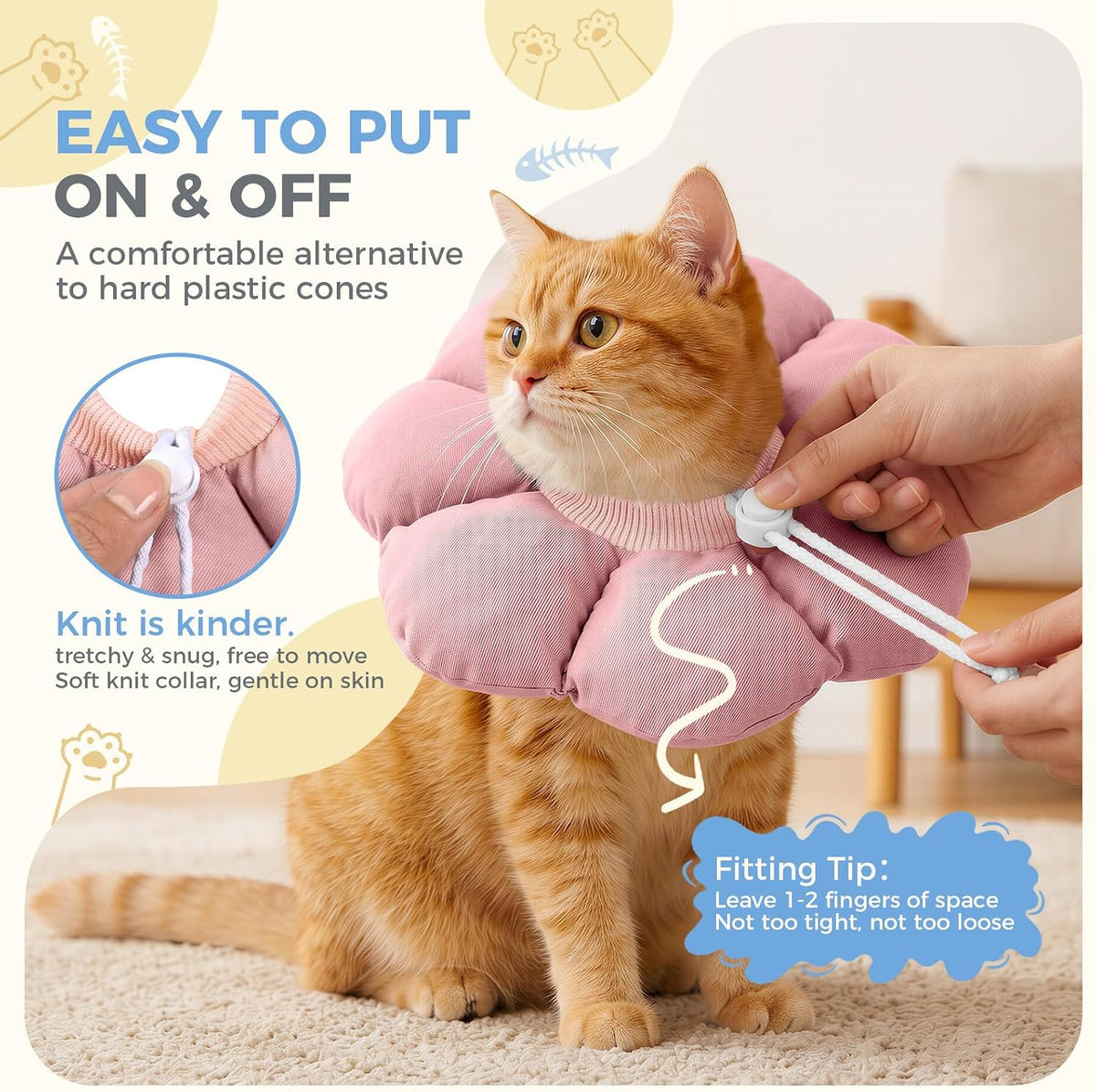 Avont Soft Cat Cone M Softpink Post-Surgery Anti-Lick Adjustable