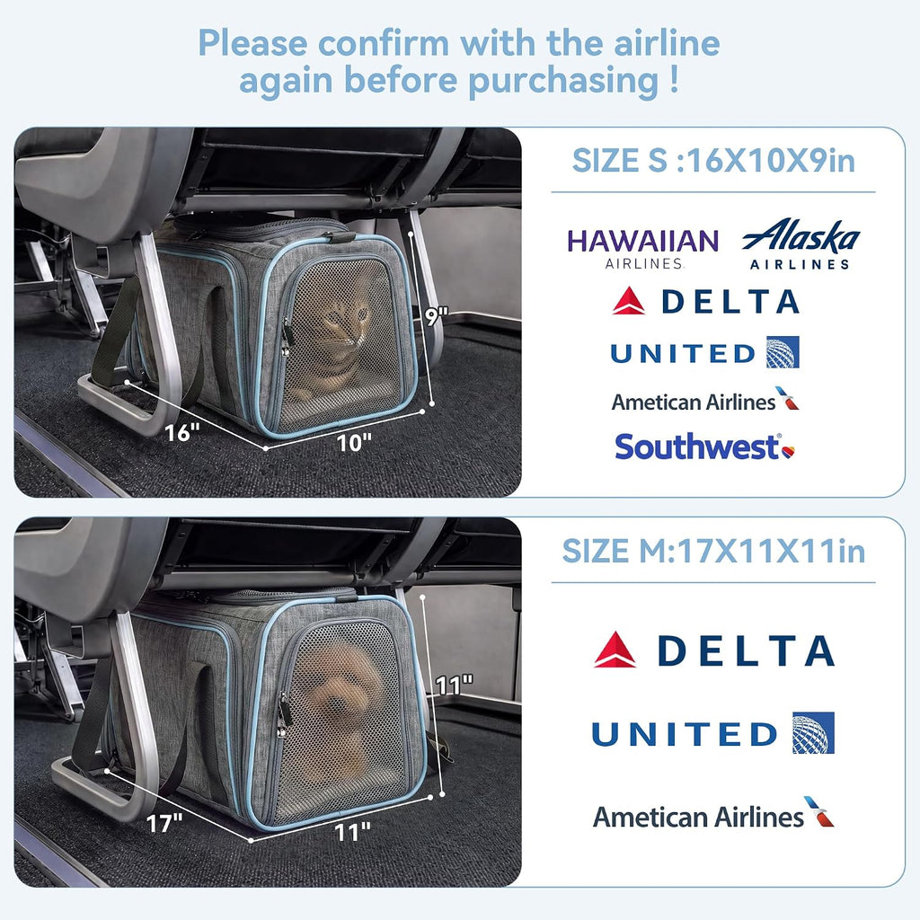Petsfit Small Double Expandable Cat Carrier for Kittens and Air Travel