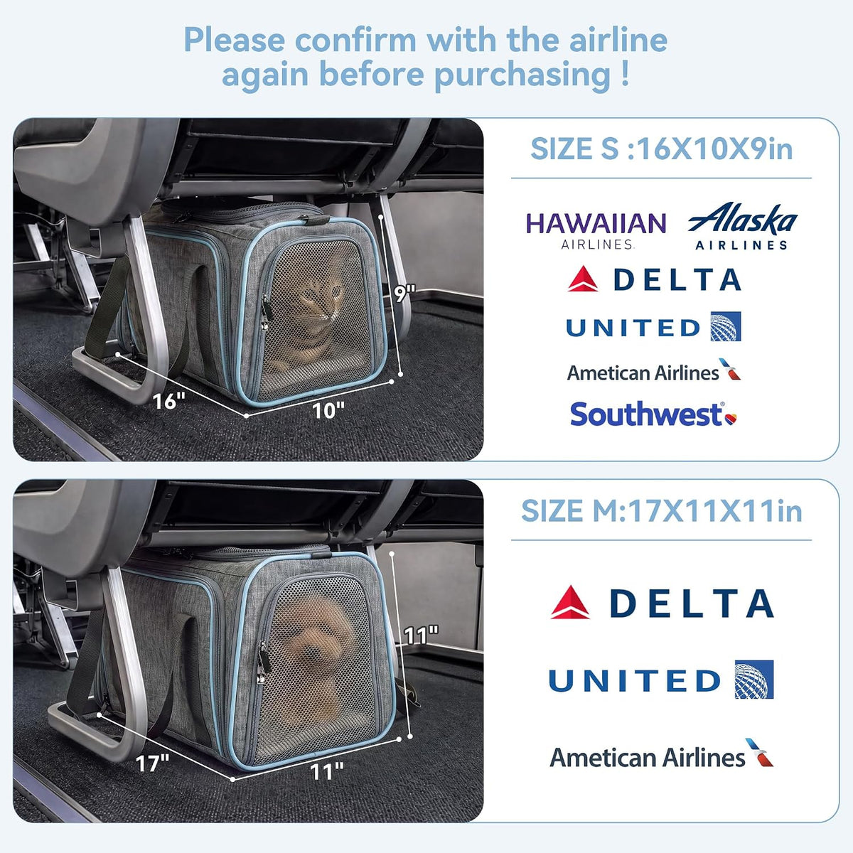Petsfit Medium Double Expandable Cat Carrier for Cats and Small Dogs
