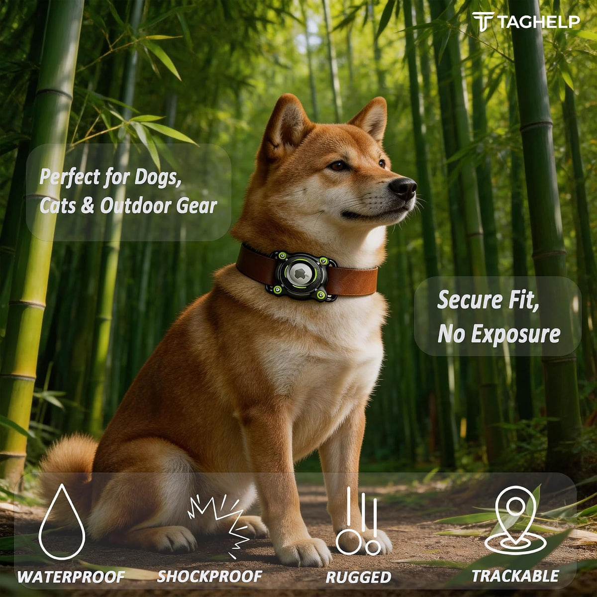 Airtag Dog Collar Holder, Waterproof(Green)