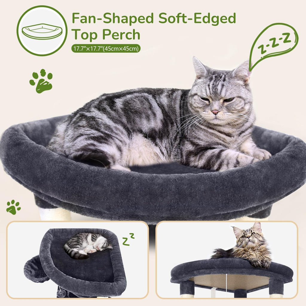 Globlazer Corner Cat Tree Tower with Scratching Post, C51, Dark Grey