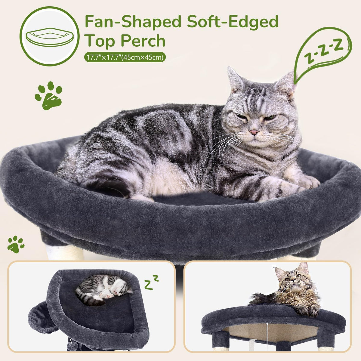 Globlazer Corner Cat Tree Tower with Scratching Post, C51, Dark Grey