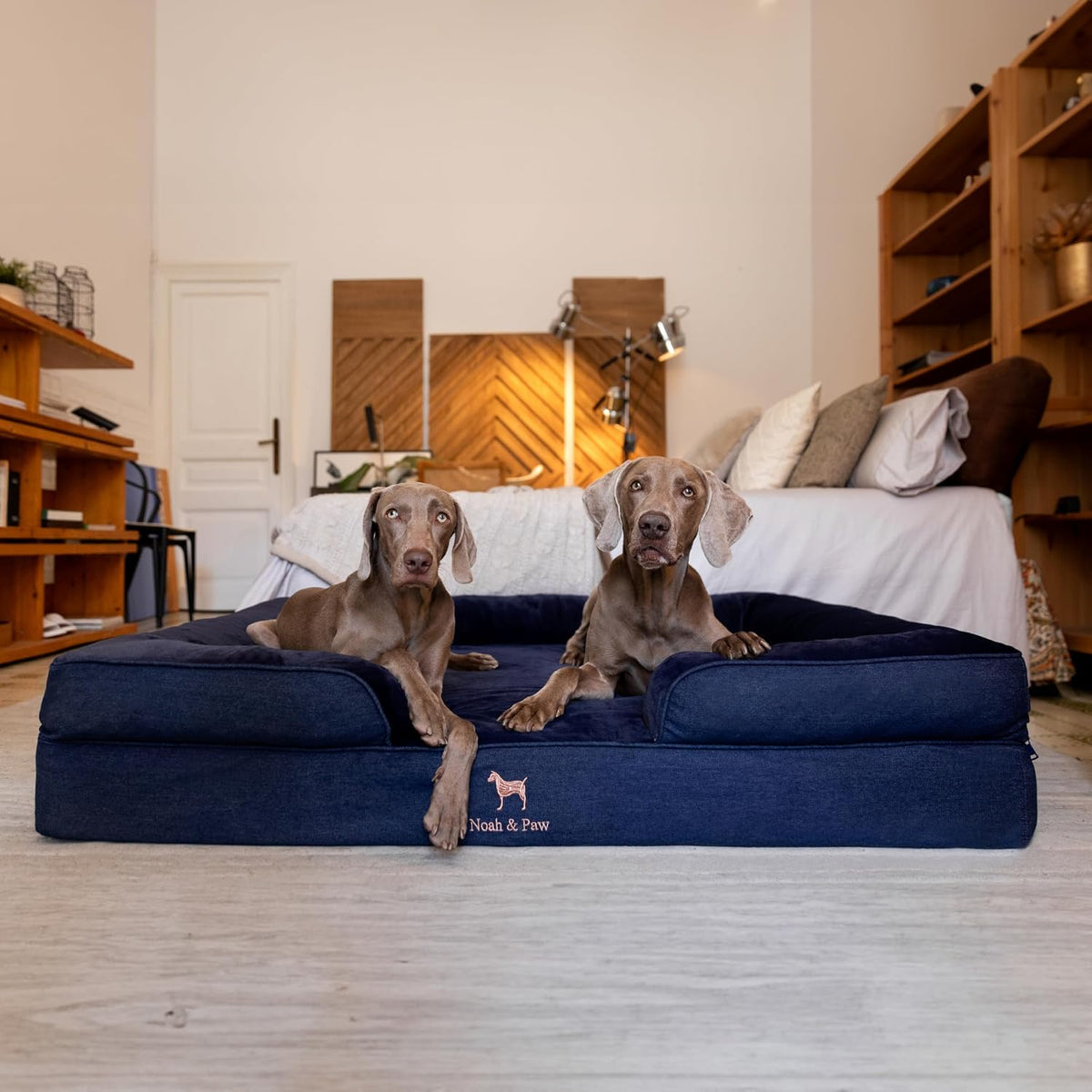 NOAH & PAW Large Dog Bed, Orthopedic Memory Cooling Foam (2X Base) 45x35x11