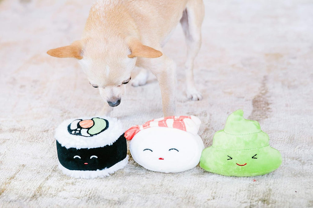 Pearhead Sushi Plush Squeaky Dog Toys, Gift Set