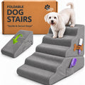 Dog Stairs for Bed & Couch – 2-in-1 Foldable Dog Stairs and Ramp (Gray - 5-Steps)
