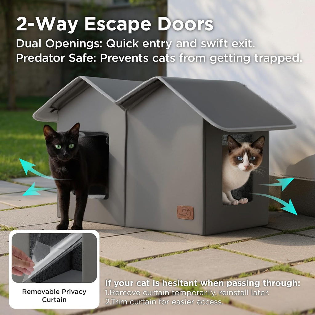 Bedsure ReflexHeat™ Ex-Wide Weatherproof Outdoor Cat House with Raised Base