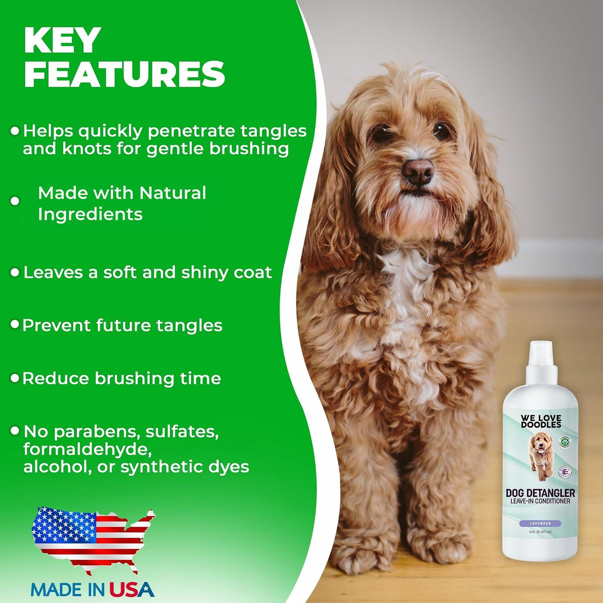 Dog Detangler Spray, Leave-in Conditioner Spray for Dogs, Lavender, 16 oz