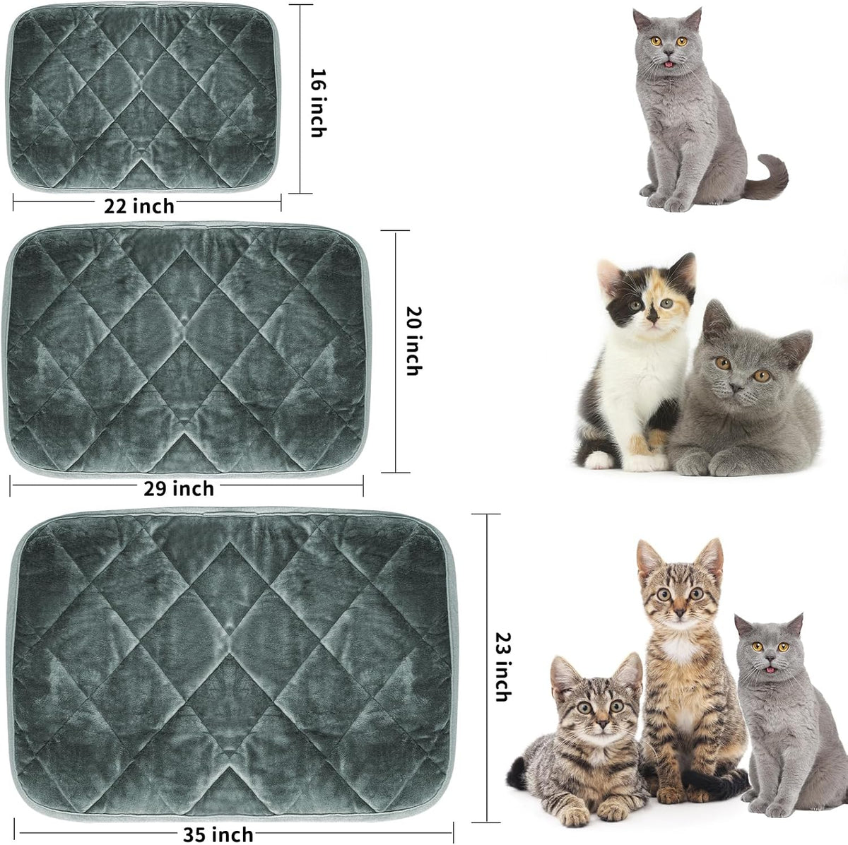 Self-Warming Cat Bed Indoor/Outdoor Super Soft Self Heating Pet Mat Washable Thermal Pad for Cat & Dog 35x23 inch