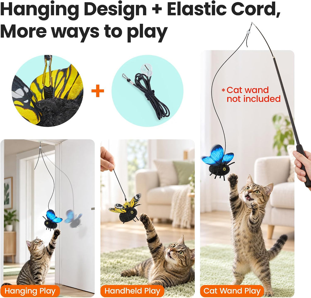 Potaroma 2 Pcs Flapping Butterfly Interactive Cat Toys with Catnip