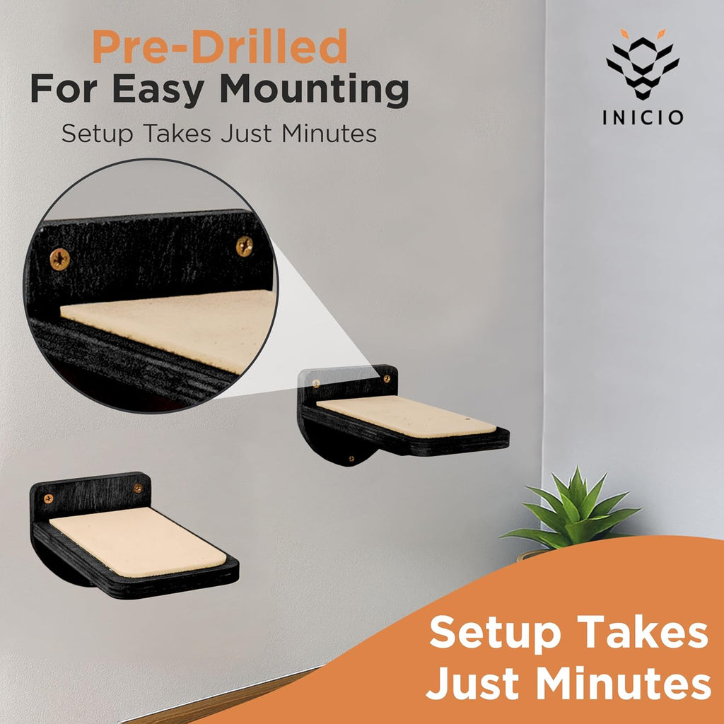 INICIO Cat Wall Steps, Set of 3, Black