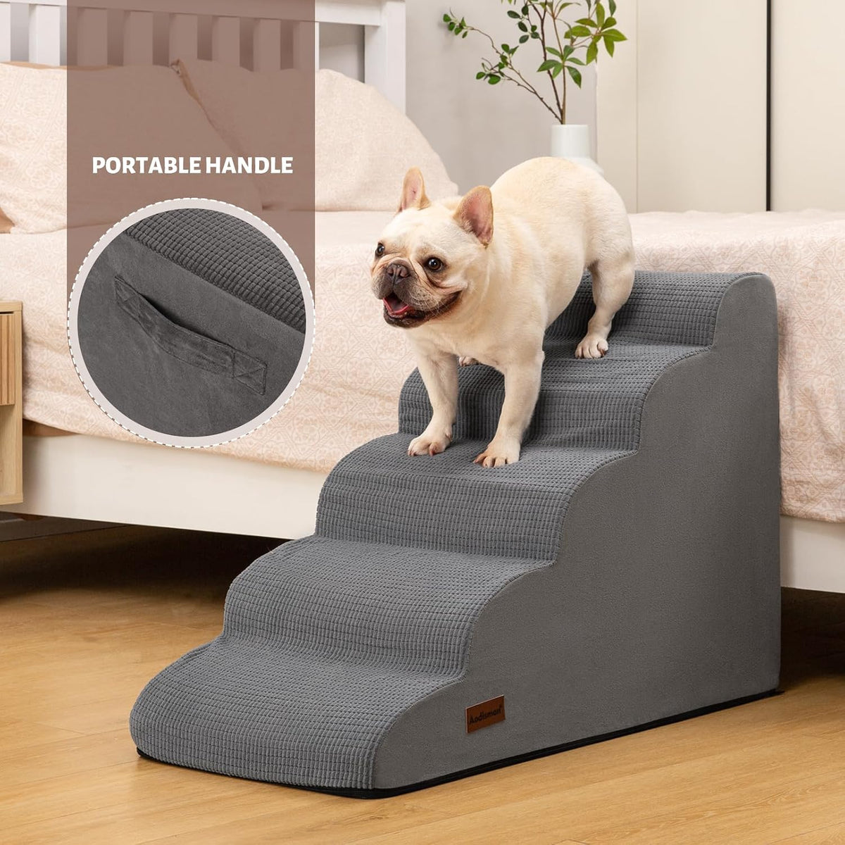 Aodisman Dog Stairs for High Bed,5-Step Pet Ramp for Small Dogs and Cats