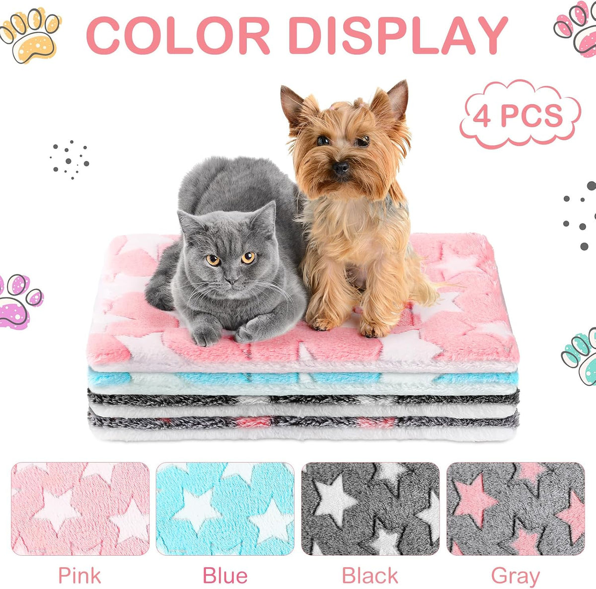 Haull 4 Pcs Waterproof Guinea Pig Bedding Mat, Cute Star, 13 x 18.5