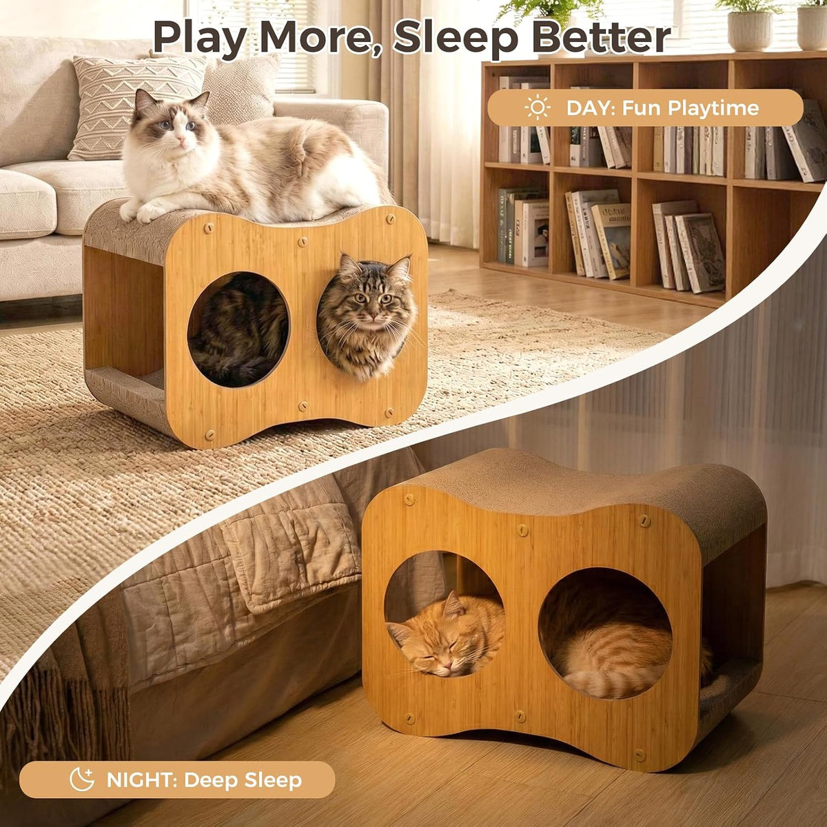 Avont 2-in-1 Cat Scratcher with Reversible Scratching Board, Curved