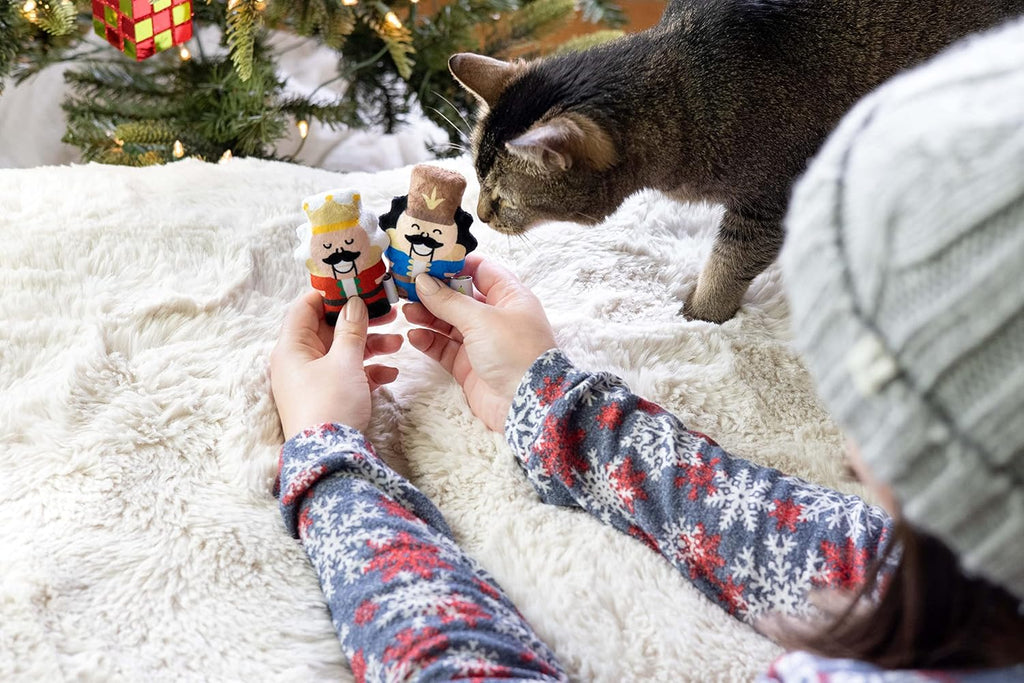 Pearhead Holiday Nutcrackers Cat Toy Set, Christmas Pet Owner Gift