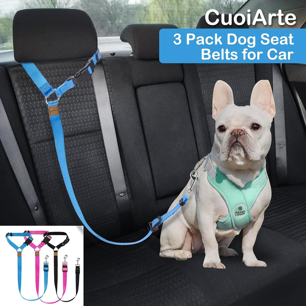 3 Pack Small Dog Belt for Car, Vehicle Headrest Restraint Harness for Pets
