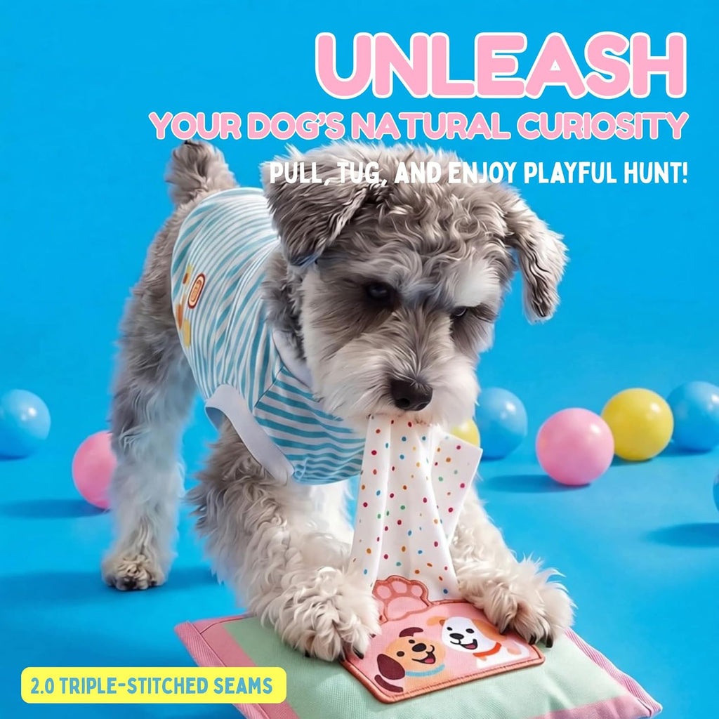 ORIGINAL Interactive Dog Snuffle Wipe Puzzle Toy | Quality Tested, Reinforced Stitching | Anti-Boredom Mental Stimulation | Slow Feeding & Enrichment Game | Small Medium Dogs | Tissue (Pink)