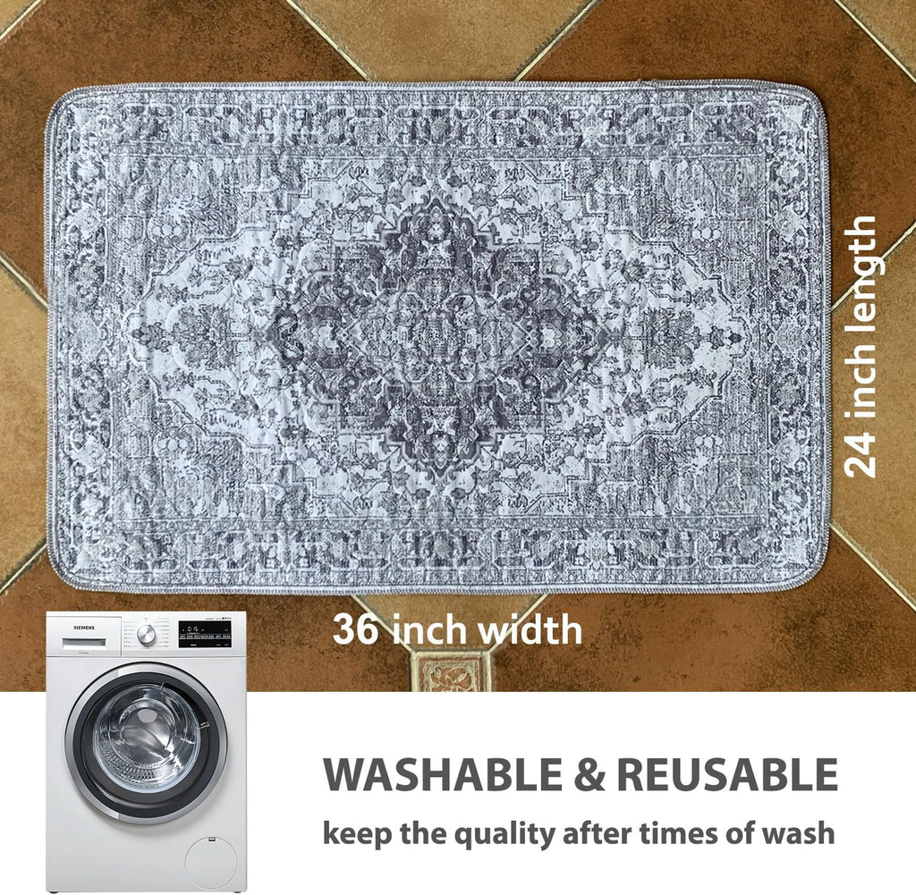 nunubaby Washable Pee Pads for Dogs, Stylish, Non-Slip and Leak-Proof Pee Pads. Reusable Potty Pads for Dogs for Crates and Floors.(Gray/Geo,24" x36" )