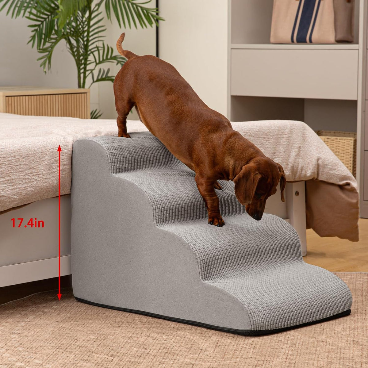 Aodisman Dog Stairs for High Bed,5-Step Pet Ramp for Small Dogs and Cats