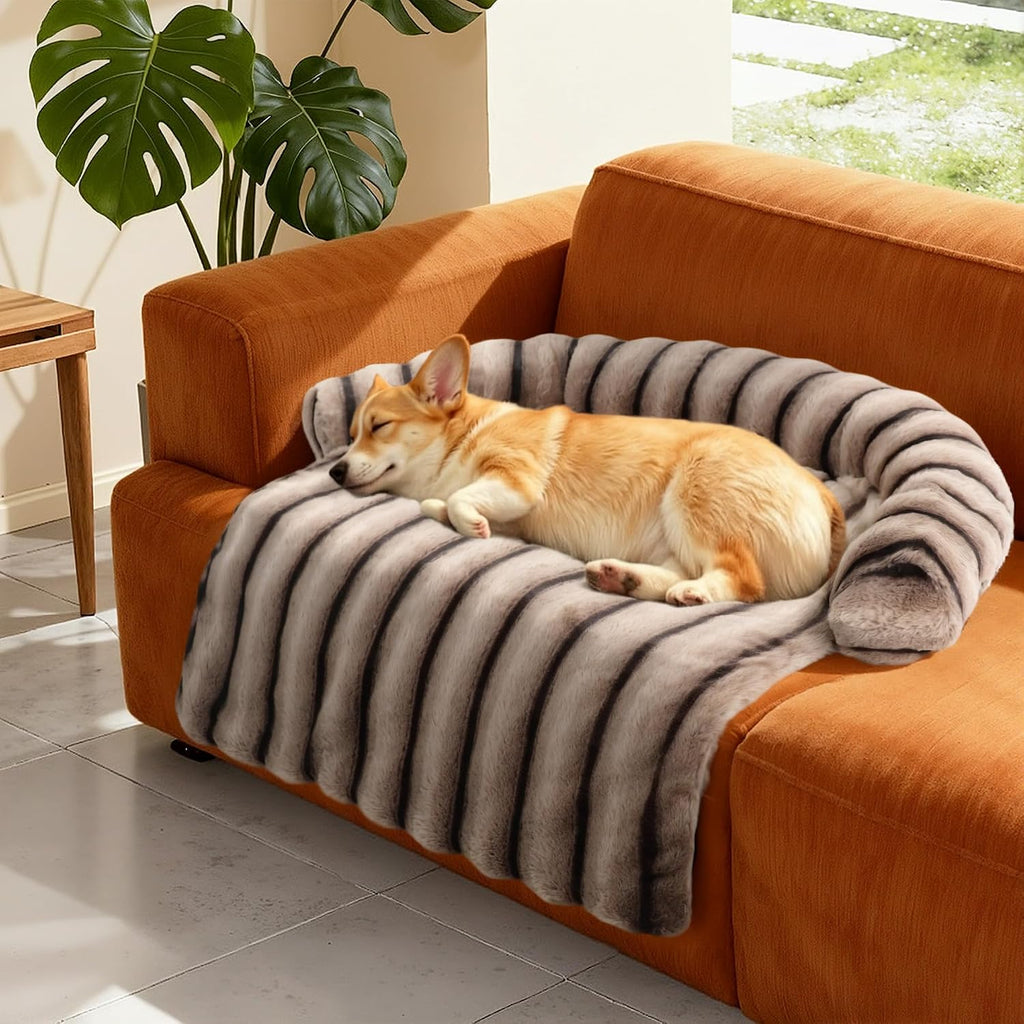 WATANIYA PET Medium Dog Couch Bed, Fluffy Washable Couch Protector for Dogs with Removable Cover, Non-Slip Dog Sofa Bed, 35x31 Inch, Brown