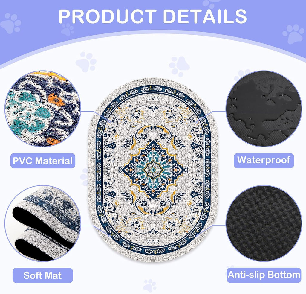 Bienbee Cat Litter Mat, 40" x 30" Dense Trapping Mesh for Litter Boxes | Litter Box Mat with PVC Mesh, Waterproof &Urineproof, Non-Slip Grip, Soft On Kitty Paws and Easy to Clean to Protect Floor