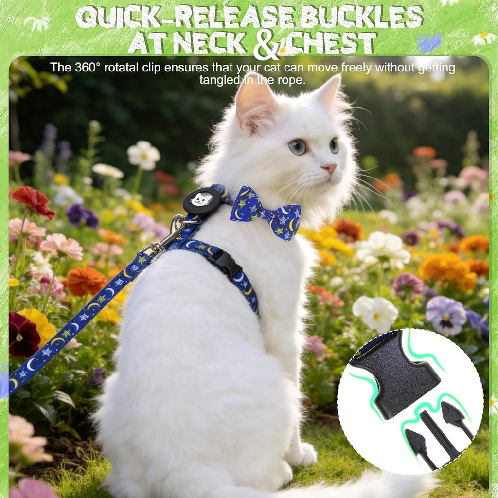 EXPAWLORER Cat Harness and Leash Set Escape Proof Vest with AirTag Holder