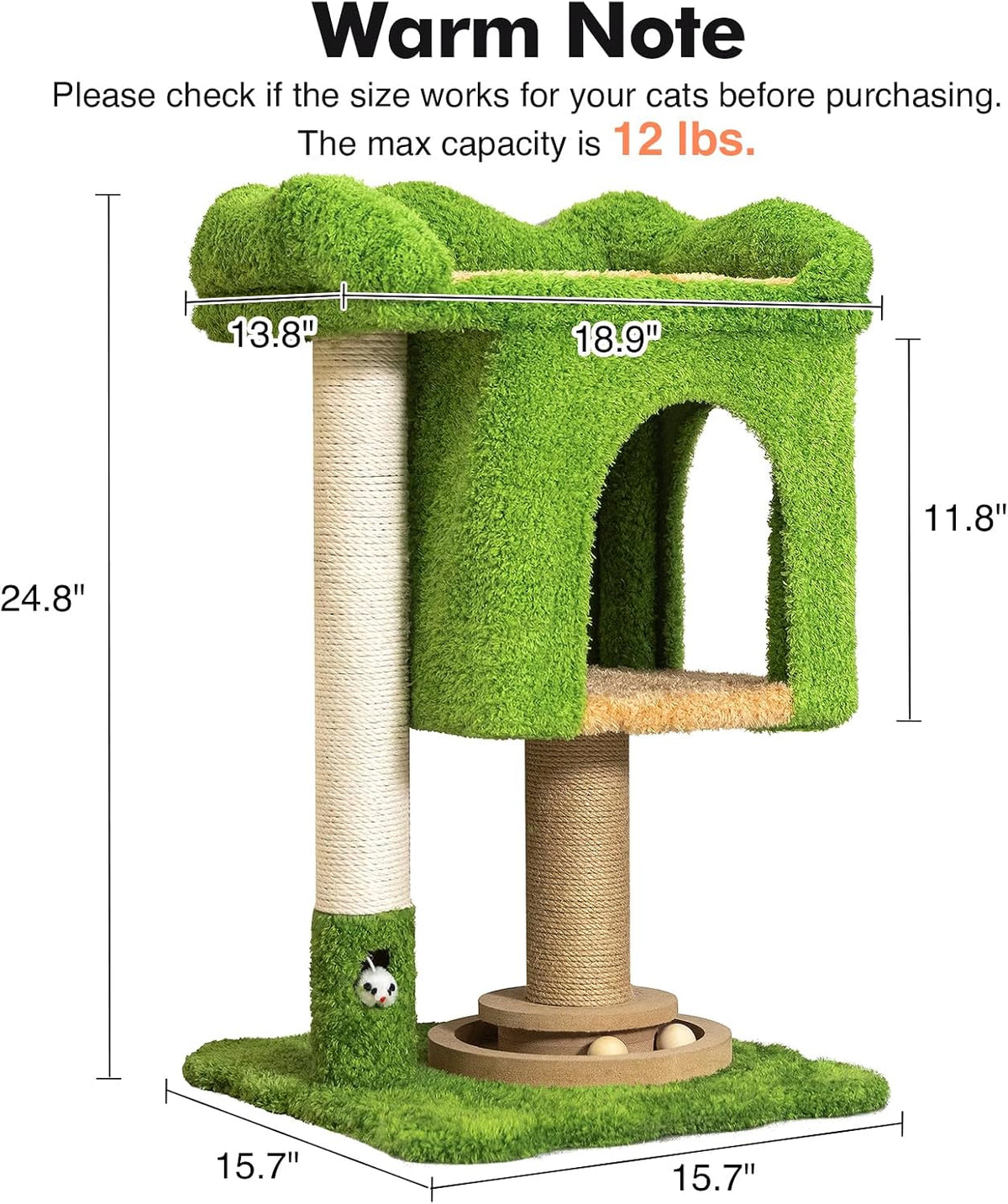 WOOCHPET Cat Tree with Sisal Scratching Posts and Cat Toys for Indoor Kittens