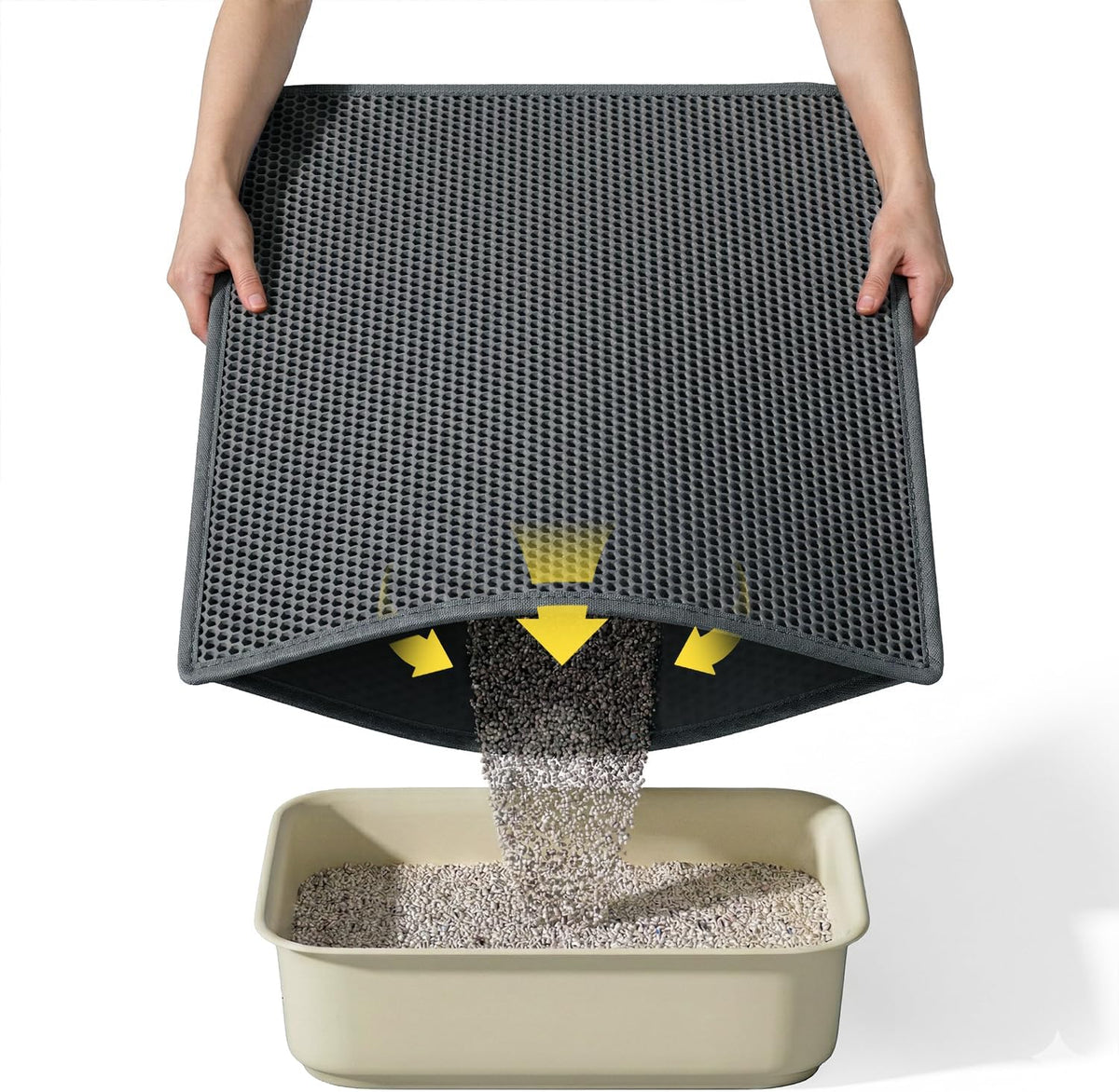 Cat Litter Mat, 30"x24", Waterproof, Easy to Clean (Black-1Pack) | Double-Layer Honeycomb for Effective Litter Trapping, Premium Durable EVA, Non-Slip, Paw-Friendly Soft Surface