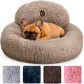 PetJett Calming Dog Beds for Small Dogs – 23" Donut Dog Beds, Anti-Slip & Washable Puppy Bed - Fluffy Plush Faux Fur Pet Bed, Anti-Anxiety Premium Comfort Round Pillow, Fits Dogs up to 25 lbs – Beige