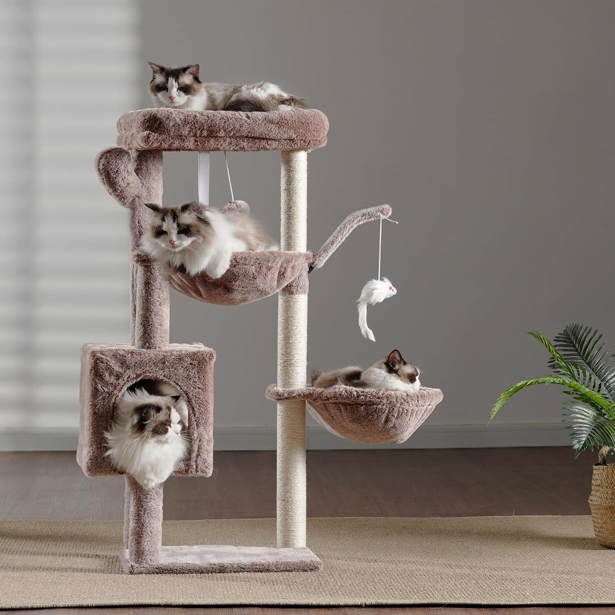 Heybly Cat Tree, 39" Tower with All-Sisal Wrapped Scratching Post HCT006SMU