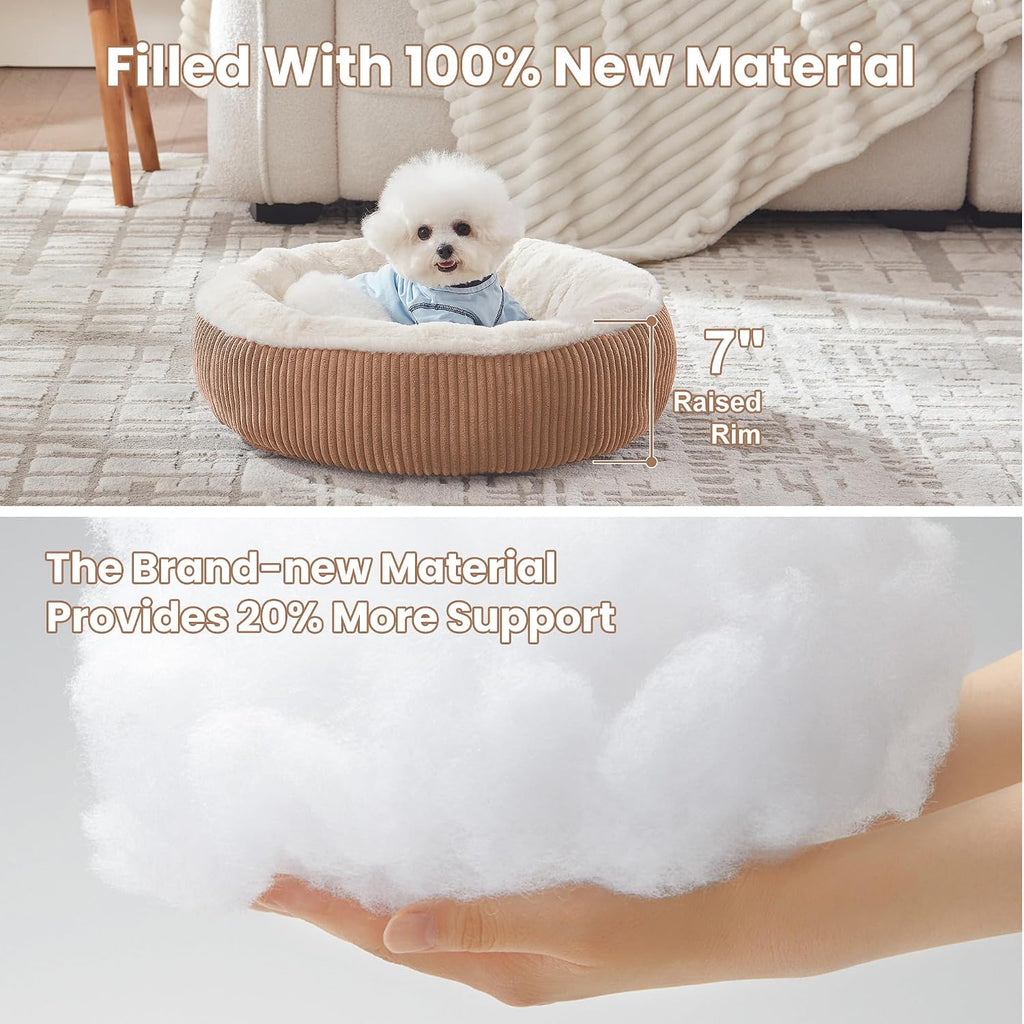 23 inches Calming Donut Dog Bed for Small Dogs,Brown