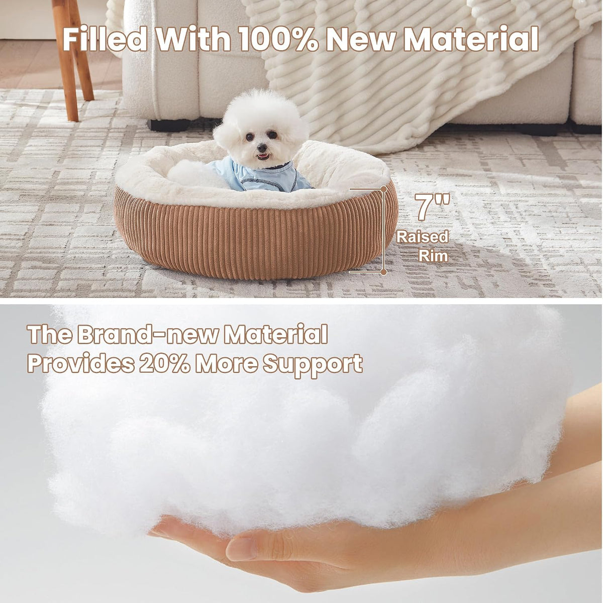 23 inches Calming Donut Dog Bed for Small Dogs,Brown