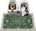 Cat Litter Mat Litter Trapping Mat, 33"x22" Waterproof Urine Proof Litter Box Mat Catcher Mat Non-Slip Washable for Kitty Kitten, Green
