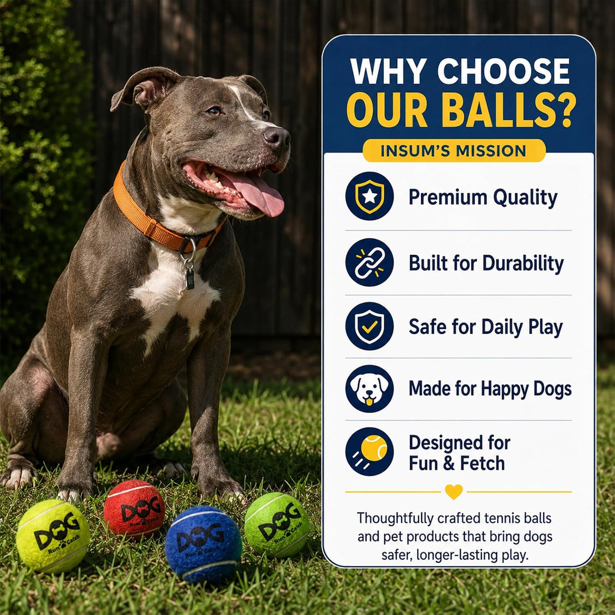 INSUM Tennis Balls for Dogs, 12 Pack Small Medium Dog Toys Balls