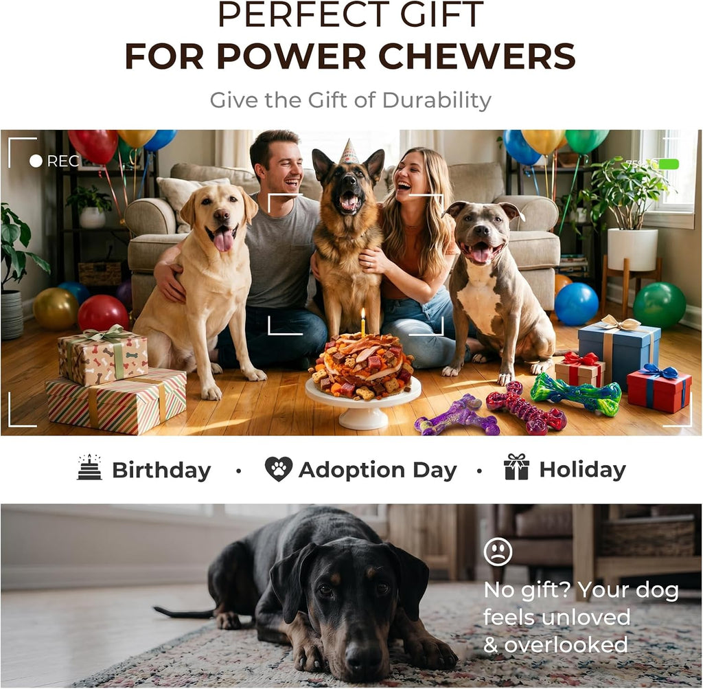 Kseroo 6-Pack Multi-Flavored Tough Dog Chew Toys for Aggressive Chewers