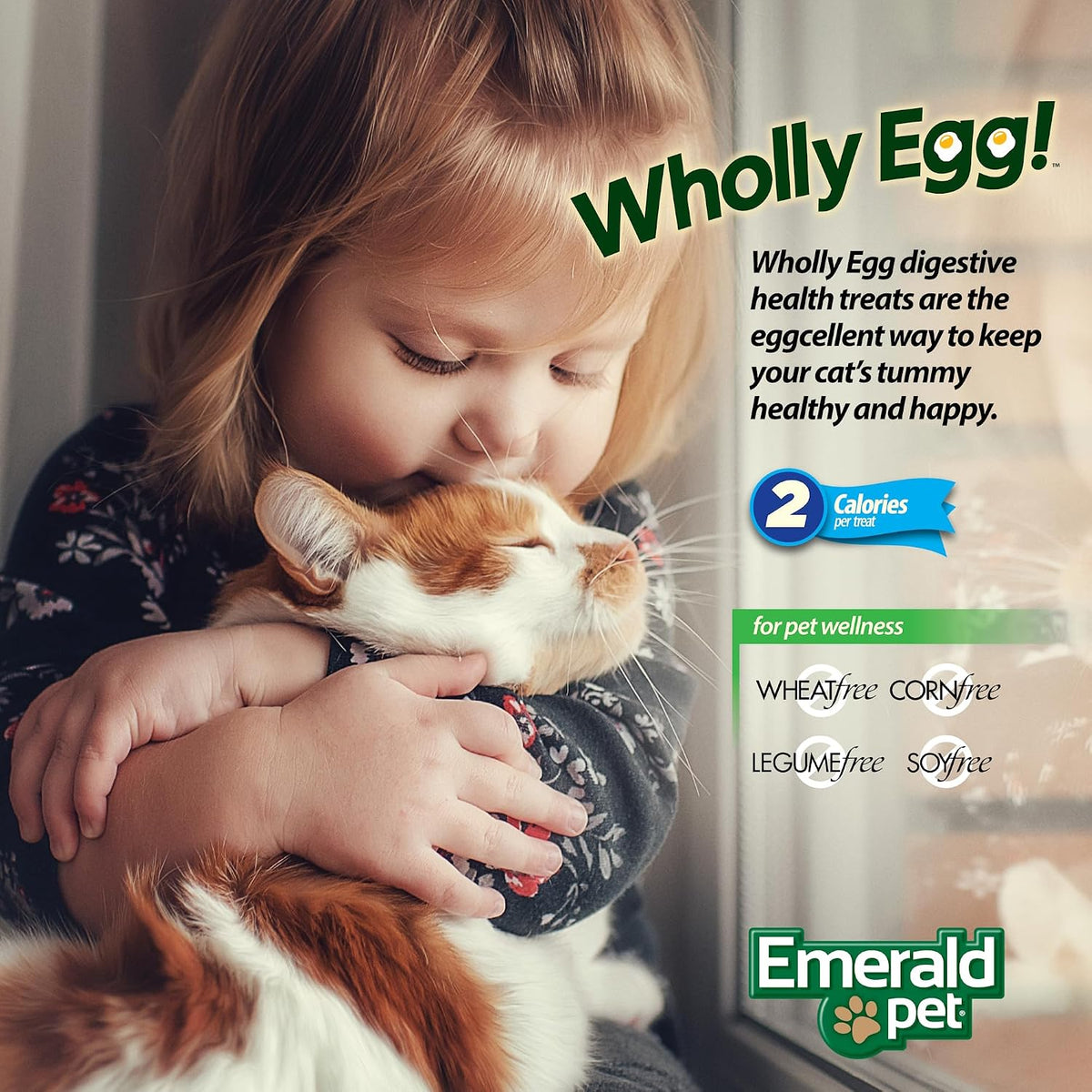 Emerald Pet Wholly Egg Cat Treats for Digestive Health – Soft & Moist Chicken Cat Treats with Natural Prebiotics & Probiotics – Supports Gut Health, 2.5 oz
