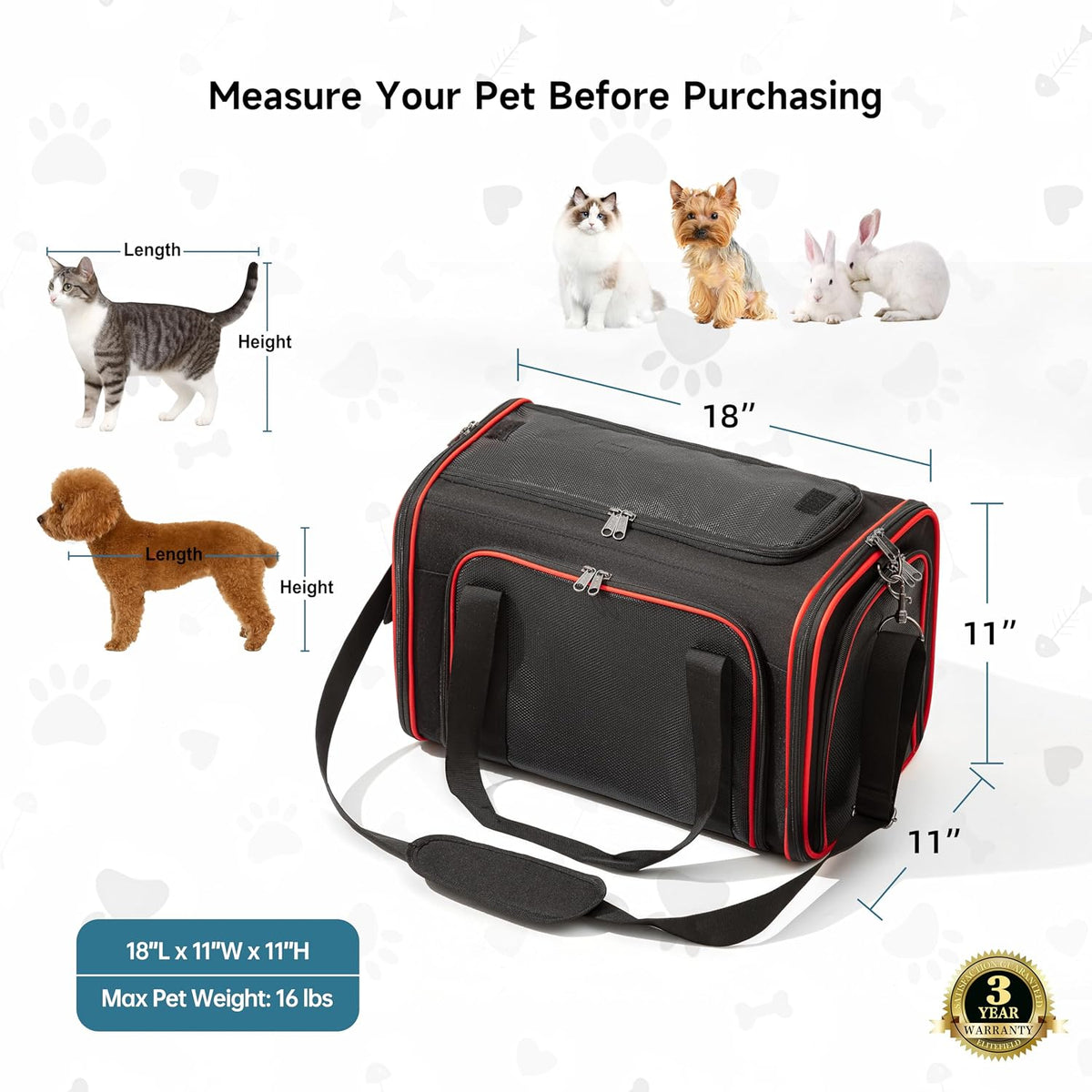 EliteField Soft-Sided Pet Carrier for Cats & Small Dogs (3-Year Warranty)