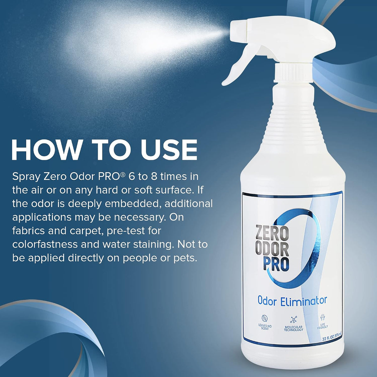 Zero Odor Pro - Commercial Strength Eliminator Odor Neutralizer, Room Deodorizer Odor Eliminator Musty Smell - Strongest Odor Eliminator Trigger Spray, (32-ounce) (Pack of 2)