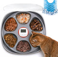 Automatic Cat Feeder Wireless, Sharper Image Auto Cat Food Dispenser for Dry Food with 4 Ice Packs, Rechargeable Auto Feeder for Cats and Dogs with Programmable Timer Low Battery Indicator, White