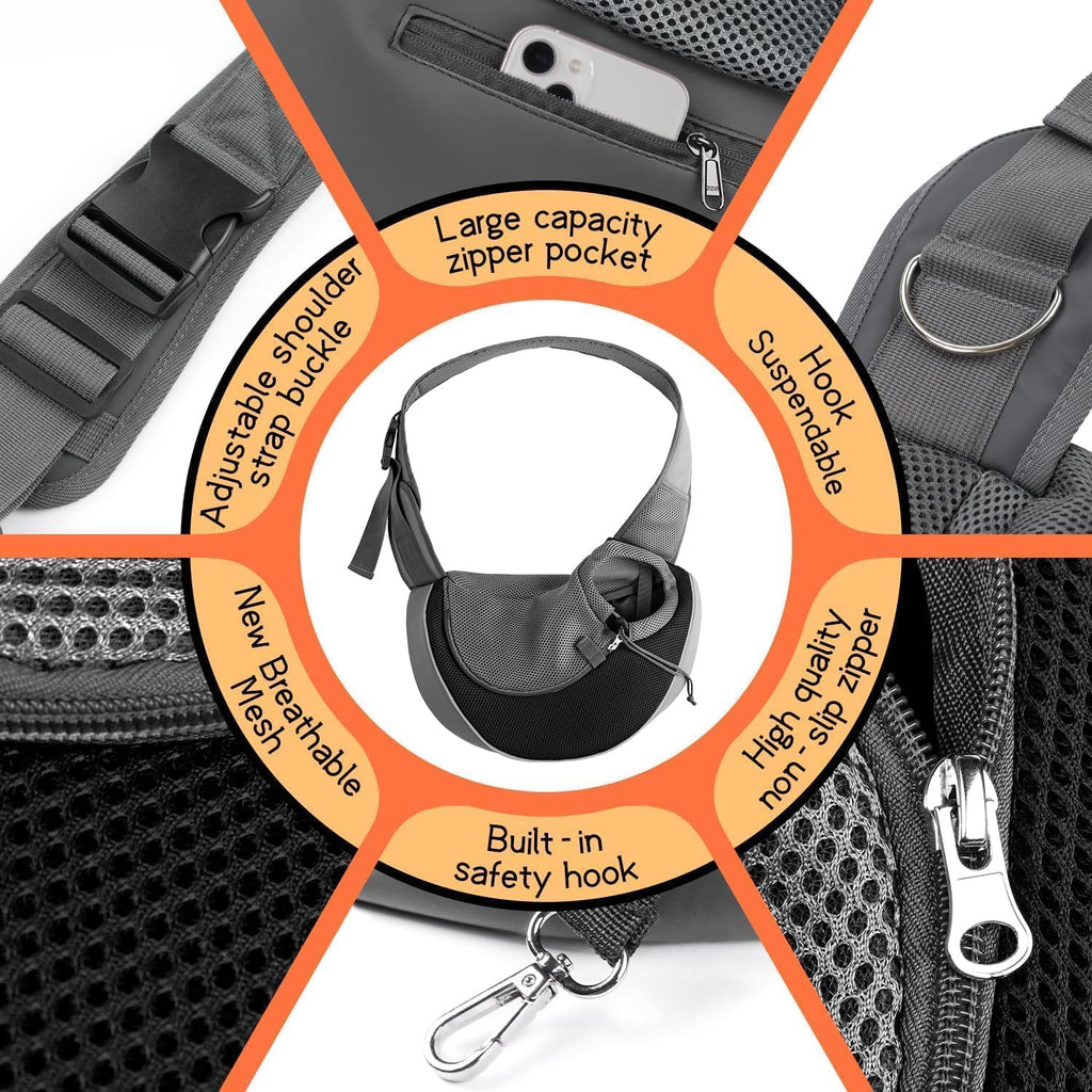 YUDODO Pet Sling Carrier for 5-9 lbs Small Dogs Cat Puppy Crossbody Carrier