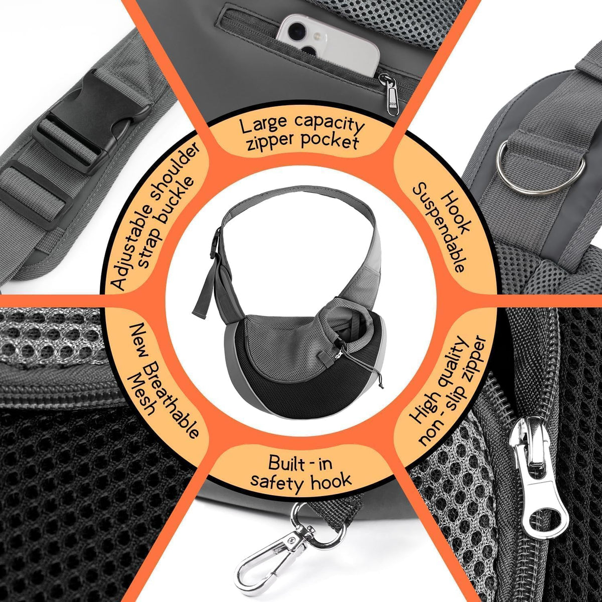 YUDODO Pet Sling Carrier for 5-9 lbs Small Dogs Cat Puppy Crossbody Carrier