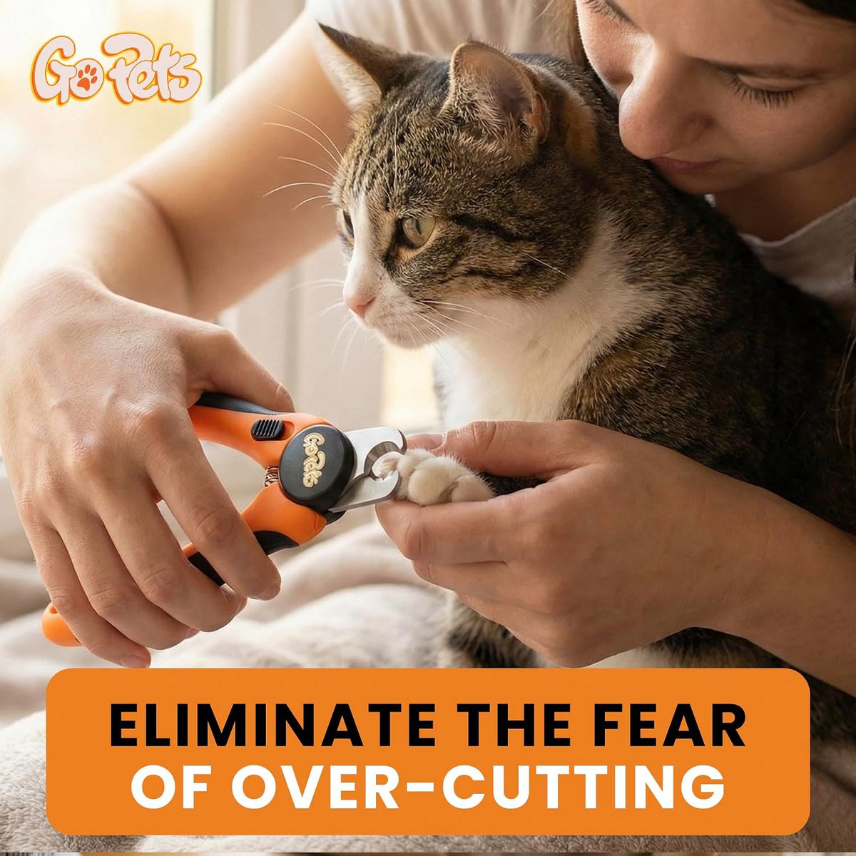 GoPets Nail Clipper for Large Dogs & Cats, Quick Sensor Safety Guard | Heavy Duty Trimmer for Thick Nails, Stainless Steel Blades, Grooming Tool for Pets, Non-Slip Handle Built-in Nail File 