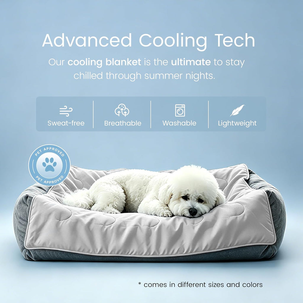 gogobunny Premium Cooling Blanket for Medium Dogs, Cool-to-Touch Washable Mat for Couch Bed Car Q-MAX>0.53, Grey, 30x40
