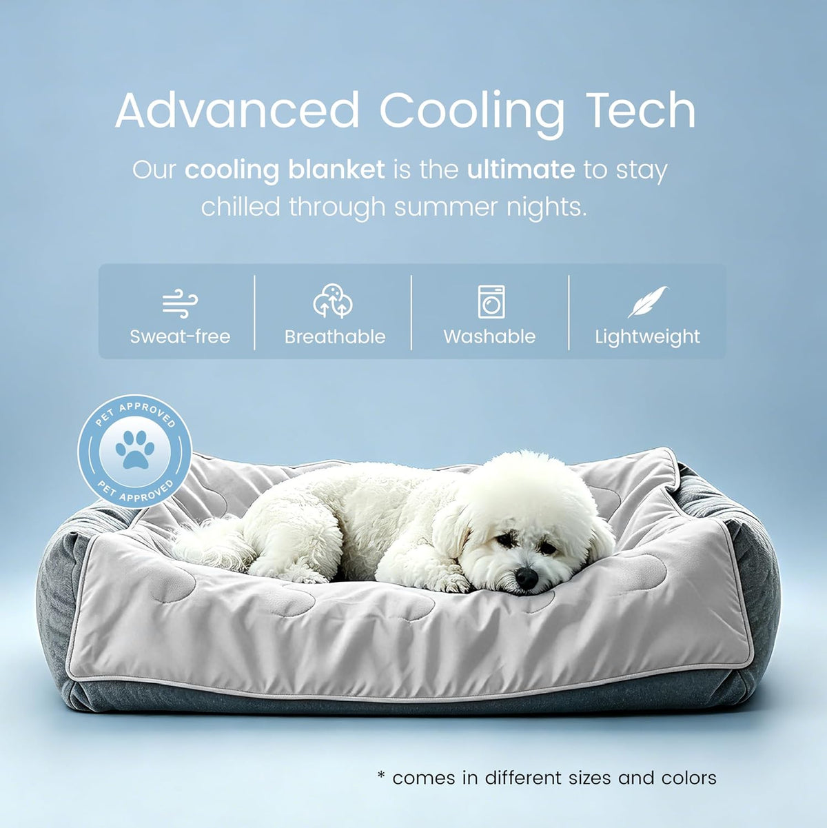 gogobunny Premium Cooling Blanket for Medium Dogs, Cool-to-Touch Washable Mat for Couch Bed Car Q-MAX>0.53, Grey, 30x40